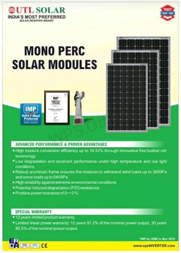 UTL Mono Perc Solar Panel